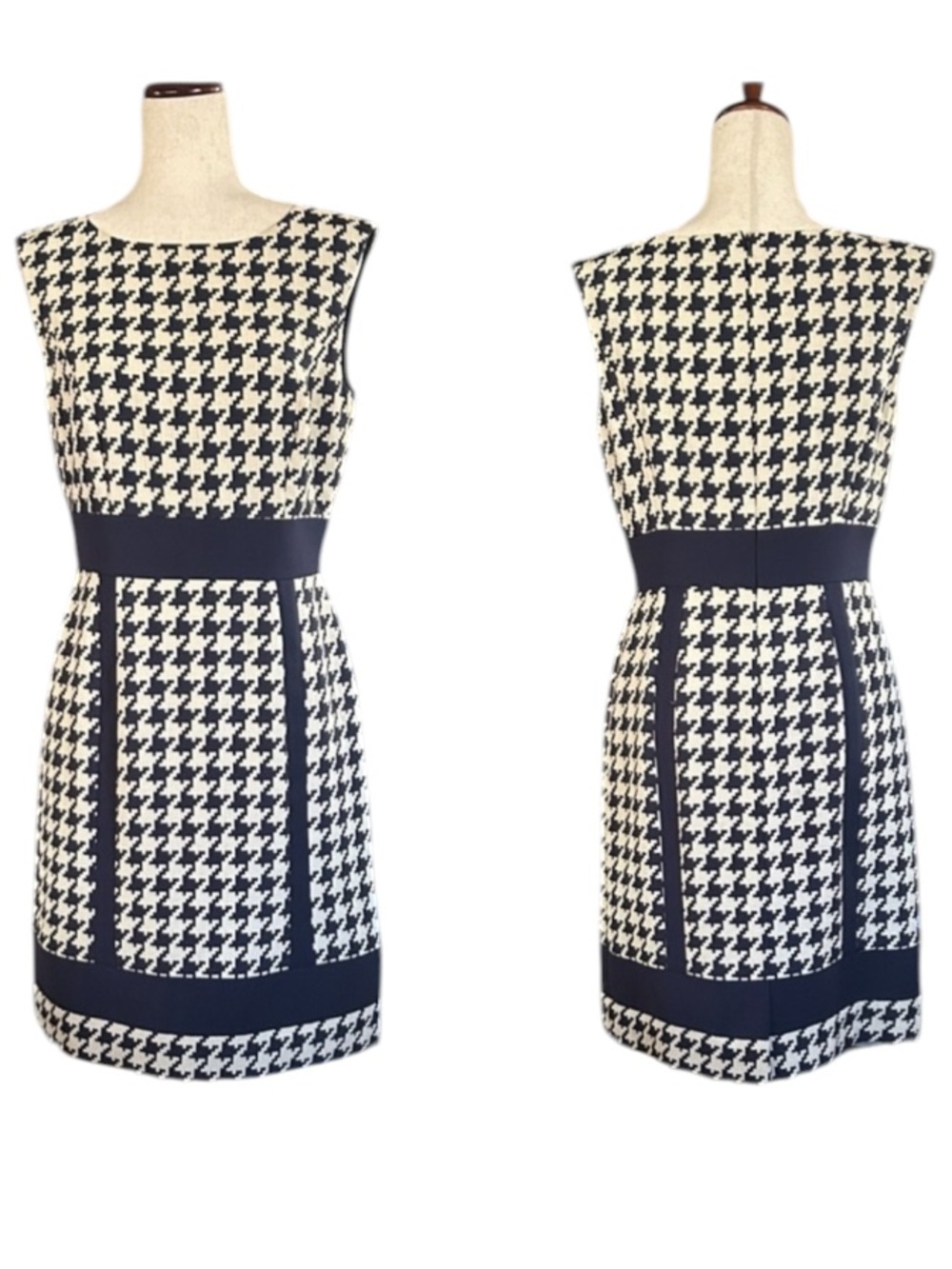 ALEX MARIE Navy & Cream Houndstooth Dress